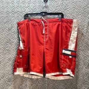 Tommy Hilfiger Swim Trunks‎ XL Extra Large Red White Swimsuit Shorts